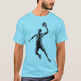 Basketball Player Slam dunk Mörk Design T Shirt