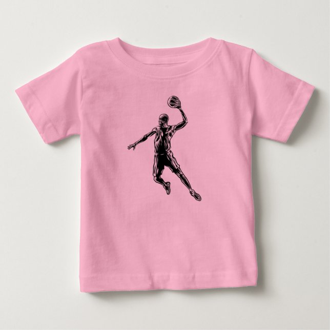 Basketball Player Slam dunk Mörk Design T Shirt (Framsida)