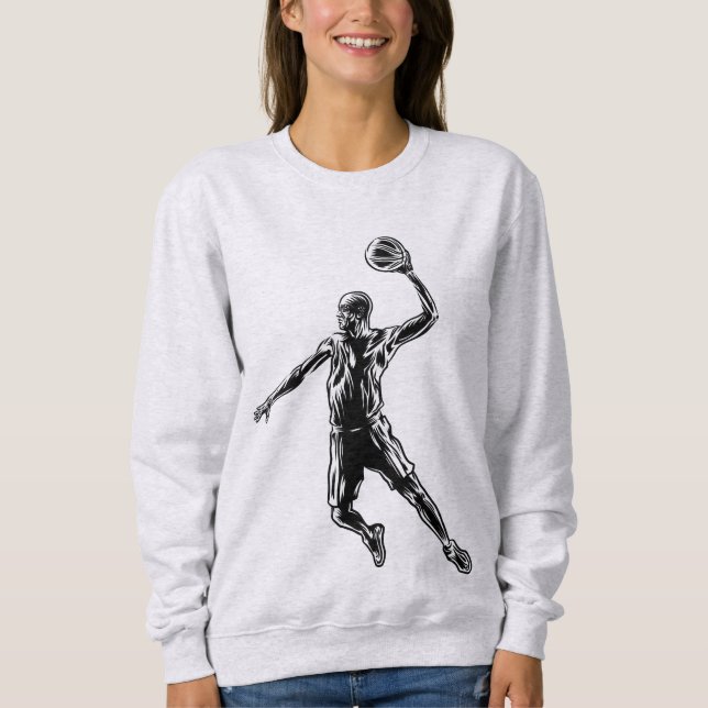 Basketball Player Slam dunk Mörk Design T Shirt (Framsida)
