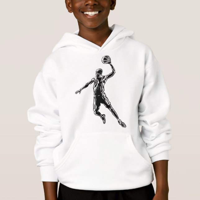 Basketball Player Slam dunk Mörk Design T Shirt (Framsida)