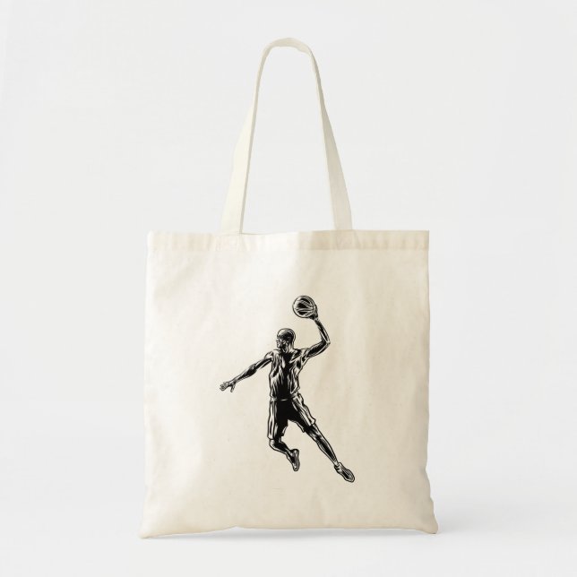 Basketball Player Slam dunk Mörk Design Tygkasse (Framsidan)