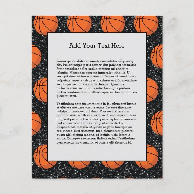 Basketball Player Sport Boll Elegant Black Glitter Flygblad (Framsidan)