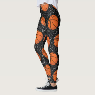 Basketball Player Sport Boll Elegant Black Glitter Leggings