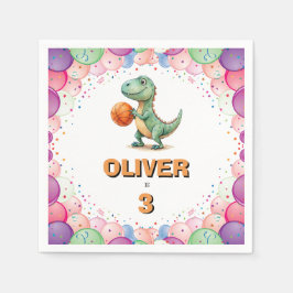 Basketball Player T-rex Birthday Pappersservett