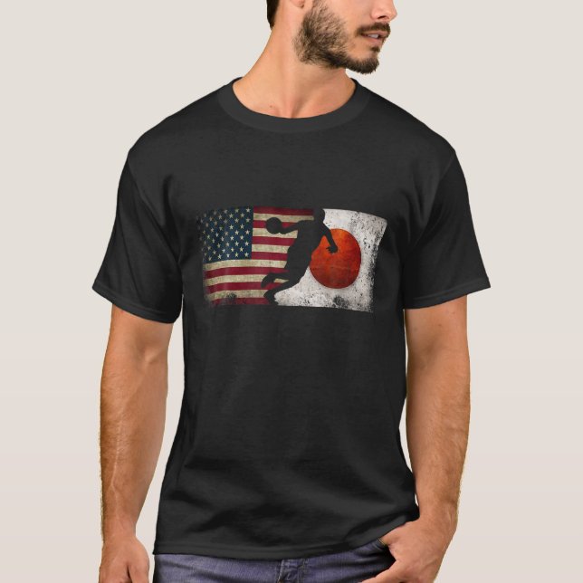 Basketball Player Team USA Japan Flagga Grunge, To T Shirt (Framsida)