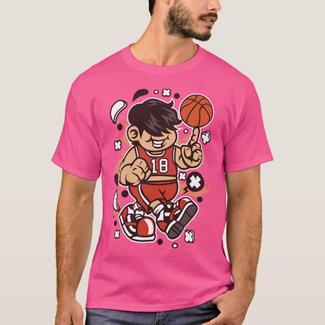 Basketball Player Tecknade figurer - roligt för T Shirt (Framsida)