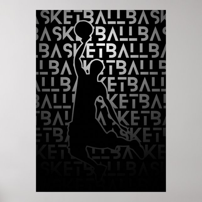 Basketball Poster | Black and White | Metal look (Framsidan)