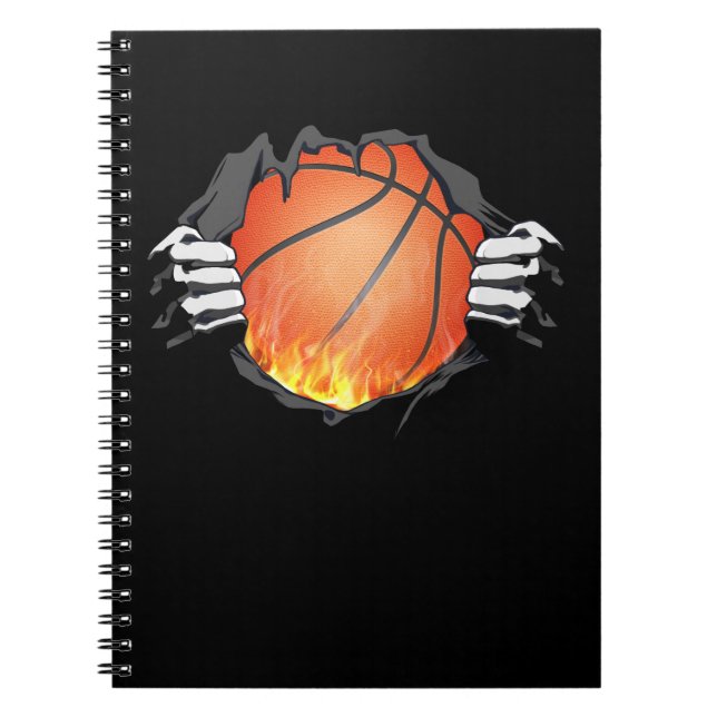 Basketball Power Burning Flames Sports Älskare Anteckningsbok (Framsidan)