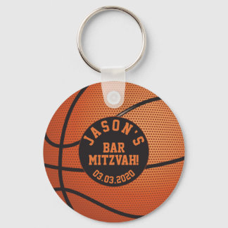 Basketball Pub Mitzvah Favor Keychain Orange Black Nyckelring