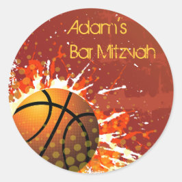 Basketball Pub Mitzvah inbjuden Sticker Seal Runt Klistermärke