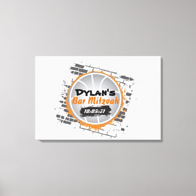 Basketball Pub Mitzvah Logga in på minneskortet Canvastryck (Framsida)