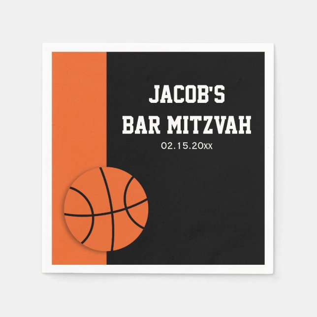 Basketball Pub Mitzvah Personlig Pappersservett (Framsidan)