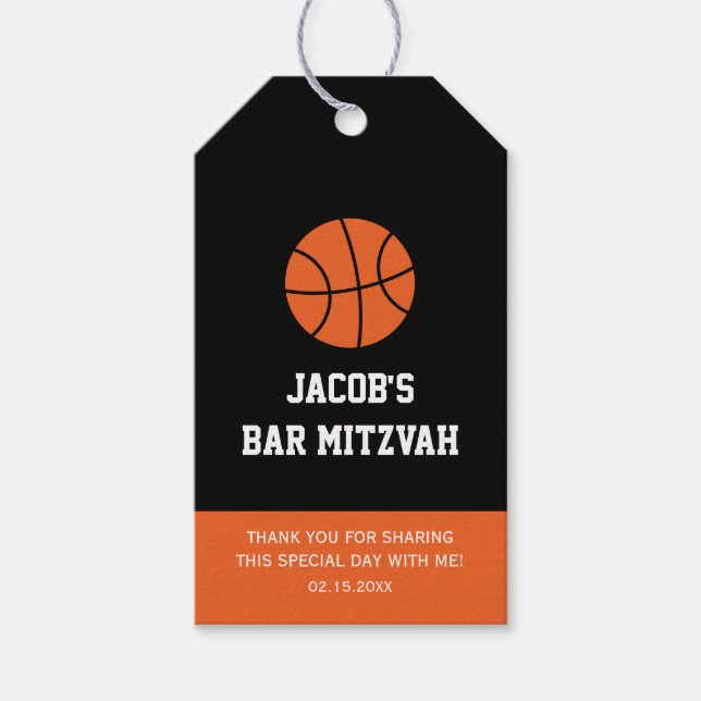 Basketball Pub Mitzvah Presentetikett (Framsidan)
