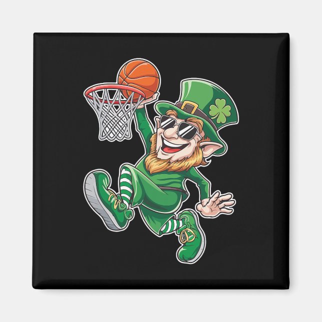 Basketball Puckelrygg St. Patrick's Day Rollig Spe Magnet (Framsidan)