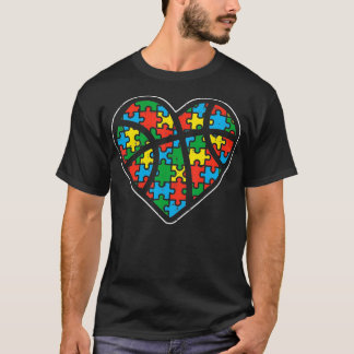 Basketball Puzzle Ball Heart Sport Autism Awarenes T Shirt