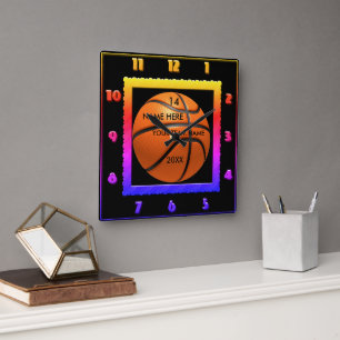 Basketball Rainbow färg klocka med spelaren Namn
