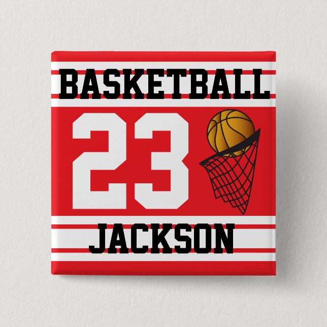 Basketball Red & White Rand | DIG-text Knapp (Framsida)