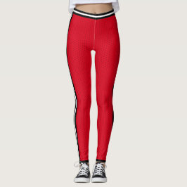 Basketball Red White Stripe Varsity Sports Leggings