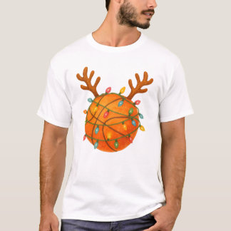 Basketball Reindeer jul Ljus Funny Sport T Shirt