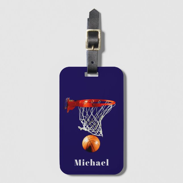 Basketball Replace with Your Name Bagagebricka (Framsida vertikal)