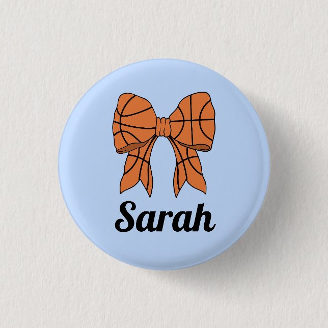 Basketball Ribbon Bow Custom Button Knapp (Framsida)