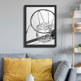 Basketball Ring Black and White Minimalist Photo Poster