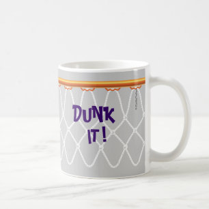 Basketball Ring Net_Dunk it!_on grått Kaffemugg