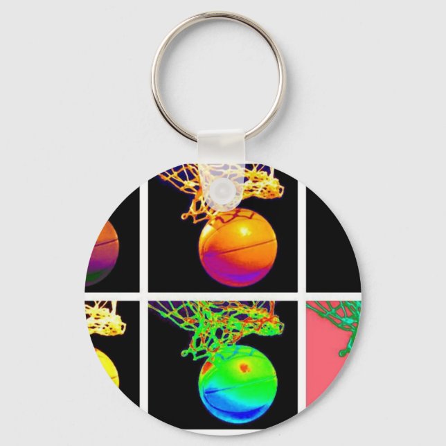 Basketball Ringar Pop Art B-Boll Nyckelring (Framsida)