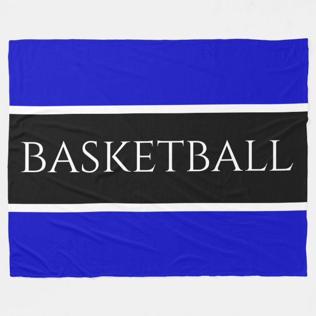 BASKETBALL Roligt Athletic Blue White Rand Fleecefilt (Framsidan (Horisontell))