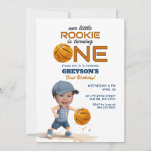 Basketball Rookie 1:a födelsedag Fotoinbjudan