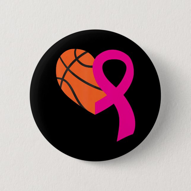 Basketball Rosa Ribbon Coola Breast Cancer Knapp (Framsida)