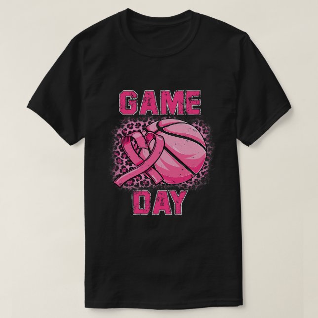 Basketball S. - Rosa för bröstcancermedvetande T Shirt (Design framsida)