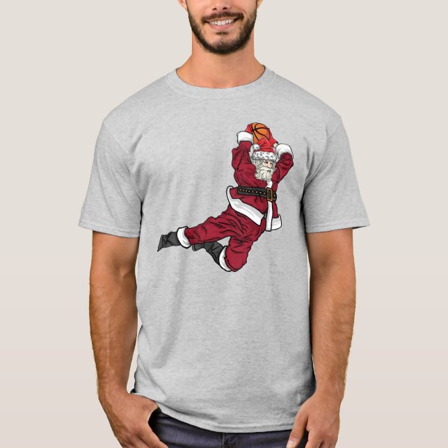 Basketball Santa Dunk T Shirt (Framsida)