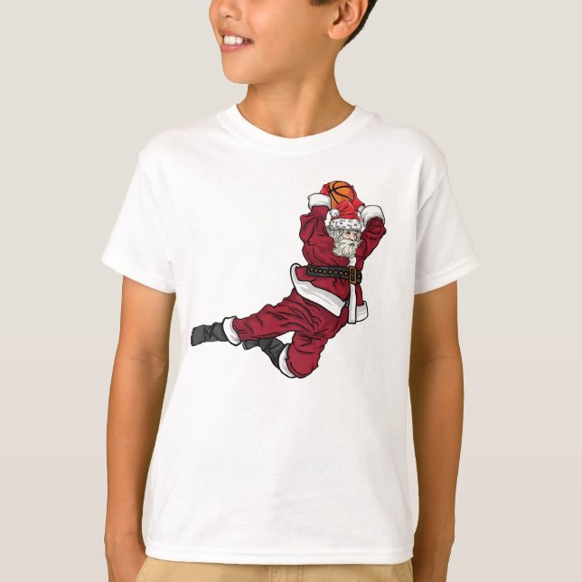 Basketball Santa Dunk T Shirt (Framsida)