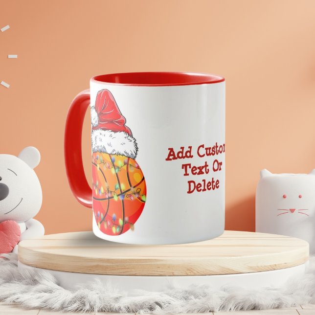 Basketball Santa Hat-julljus Julafton party Mugg (Skapare uppladdad)