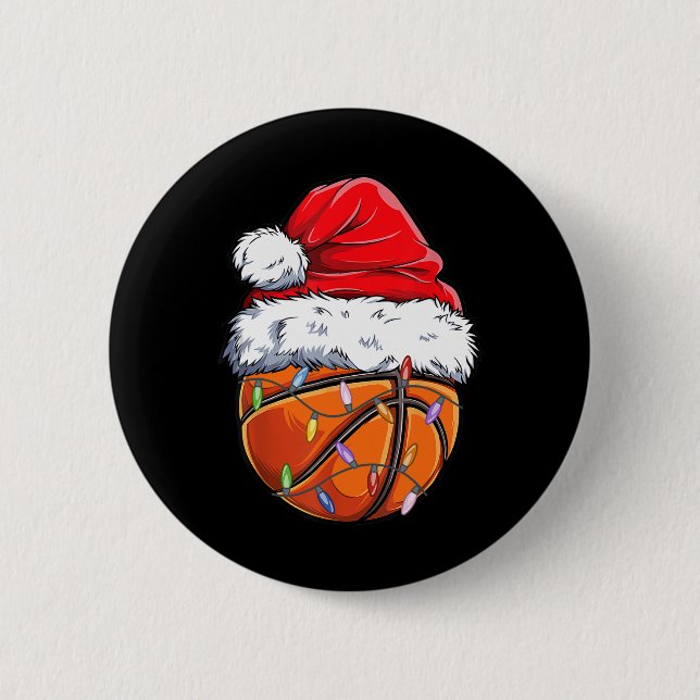 Basketball Santa Hat - Roligt Basketball Xm Knapp (Framsida)