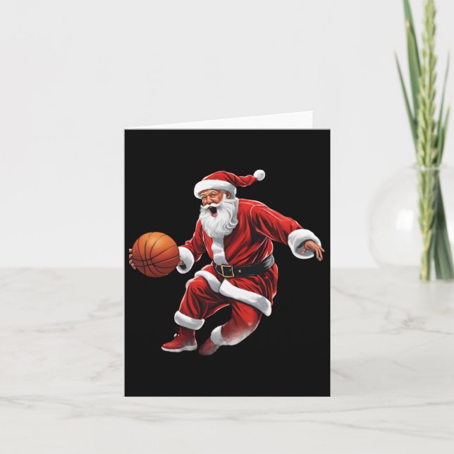 Basketball Santa Slam dunk, Ugly jul Kort (Framsida)