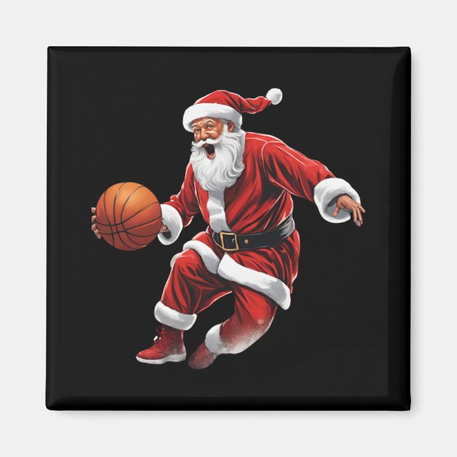 Basketball Santa Slam dunk, Ugly jul Magnet (Framsidan)
