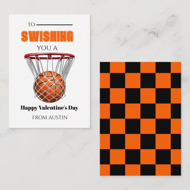 Basketball School Valentine Card Anteckningskort (Fram/baksida)