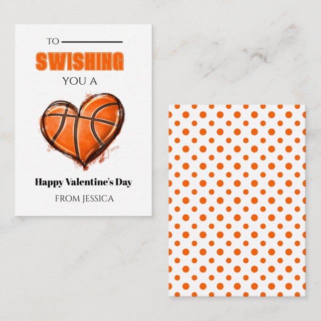 Basketball School Valentine Card Anteckningskort (Fram/baksida)