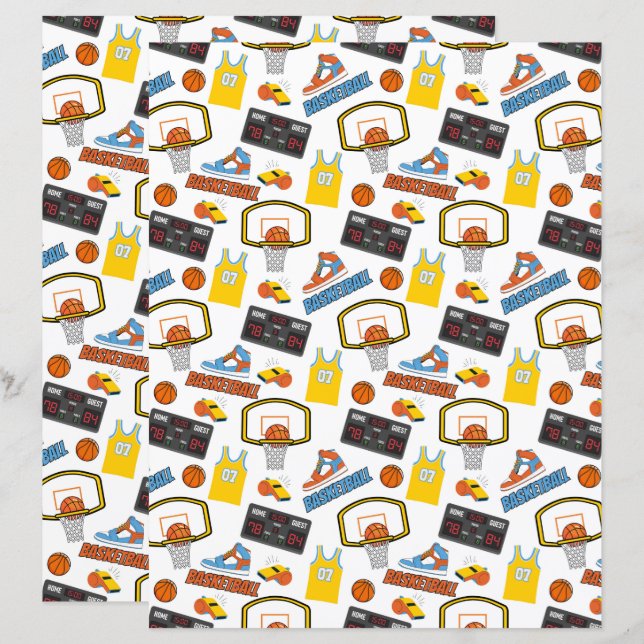 Basketball Scrapbook Paper (Fram/baksida)