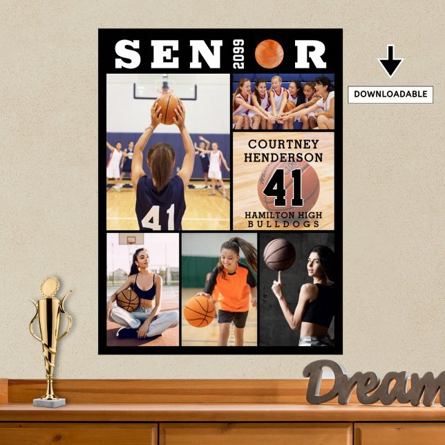 Basketball Senior Studenten 6 Photo Collage Poster (Skapare uppladdad)