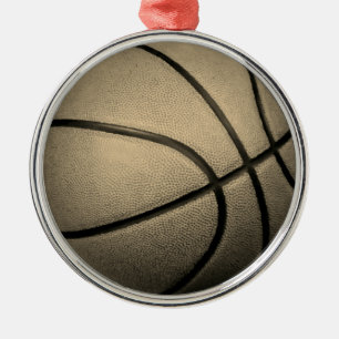Basketball Sepia Färg Retro Vintage Stil Julgransprydnad Metall