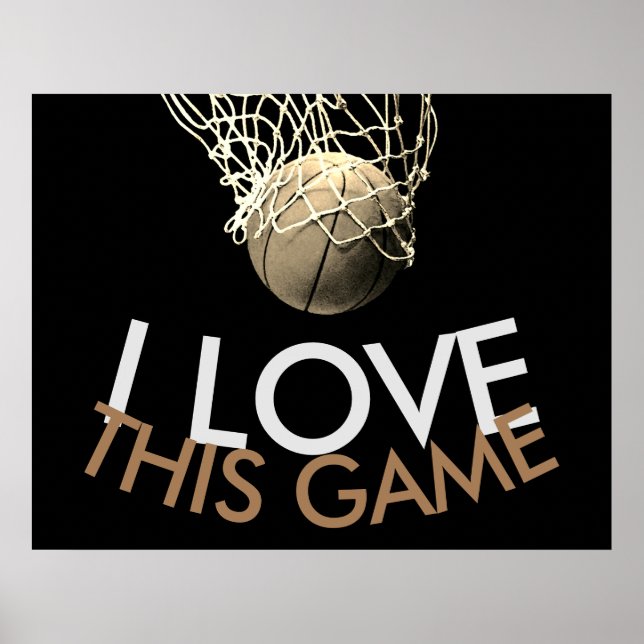 Basketball Sepia Tones Retro Titta Poster (Framsidan)