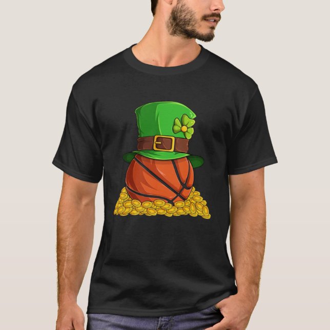 Basketball Shamrock Lucky C Irish St Patrick s Day T Shirt (Framsida)