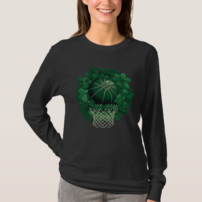Basketball Shamrock Lucky C Irish St Patrick s Day T Shirt (Framsida)