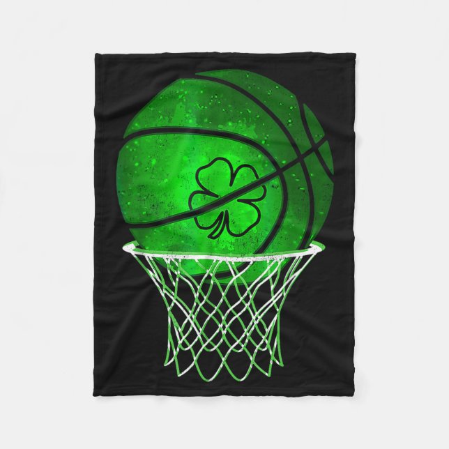 Basketball Shamrock Lucky Clover Irish St Patrick' Fleecefilt (Framsidan)