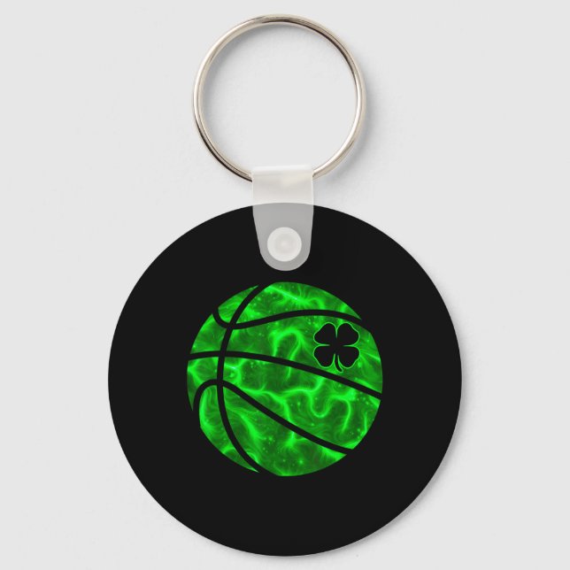 Basketball Shamrock Lucky Clover Irish St Patrick' Nyckelring (Framsida)