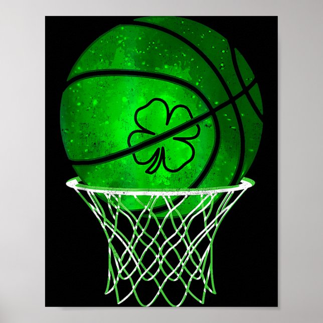 Basketball Shamrock Lucky Clover Irish St Patrick' Poster (Framsidan)