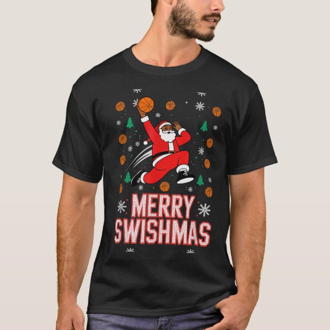 Basketball Shirt Boys Christmas Pajamas Merry Swis T Shirt (Framsida)